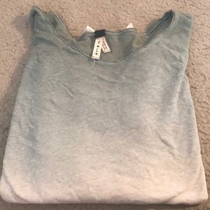Free People Long Sleeve Ombré Green/Blue Shirt